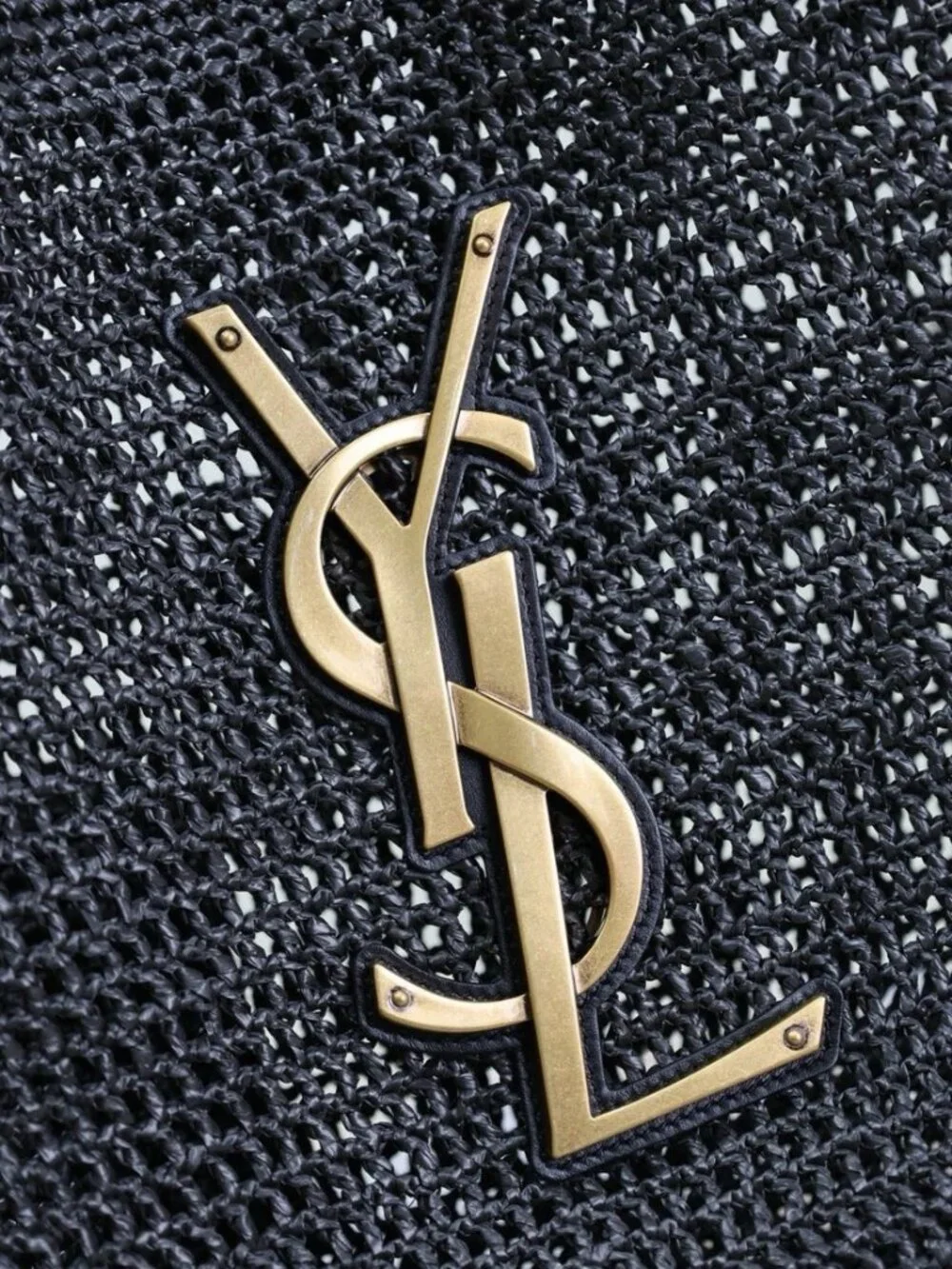 YSL Black Raffia Tote Bag | Detachable Pouch